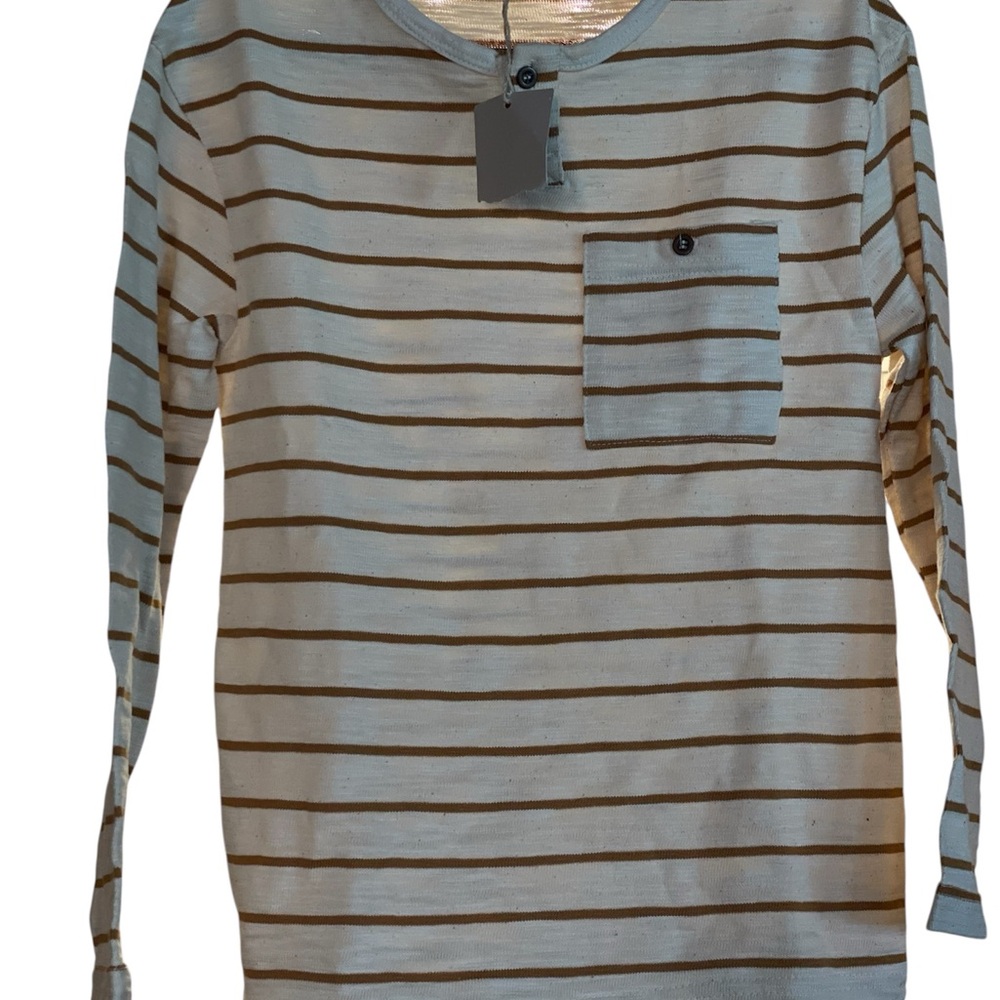 Mango Kids Cream and Brown Striped Shirt